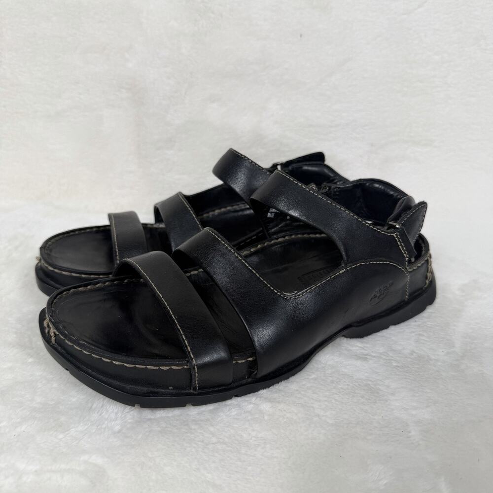 Timberland Leather Strappy Sandals Black Comfort Flat Sandals Women’s 6M